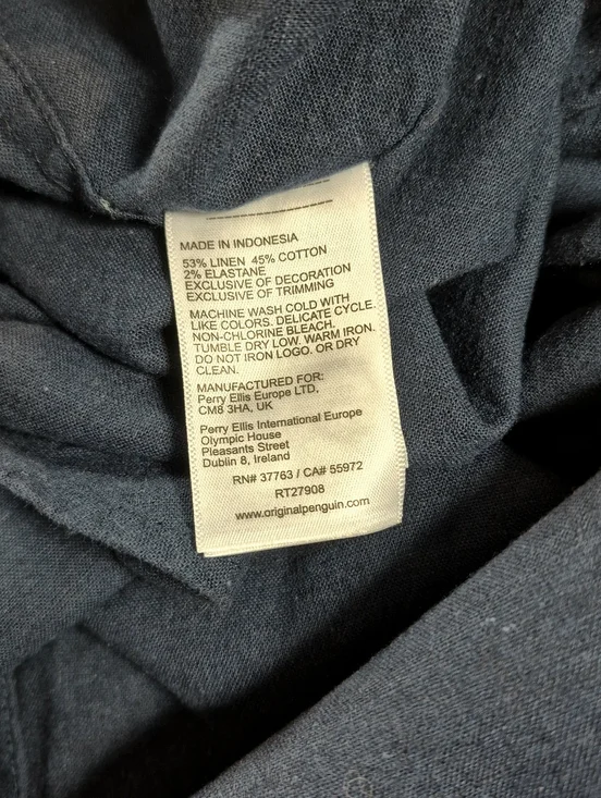 NWOT Original Penguin Short Sleeve Oxford Shirt - Dark Sapphire Blue L Cotton - Picture 9 of 11